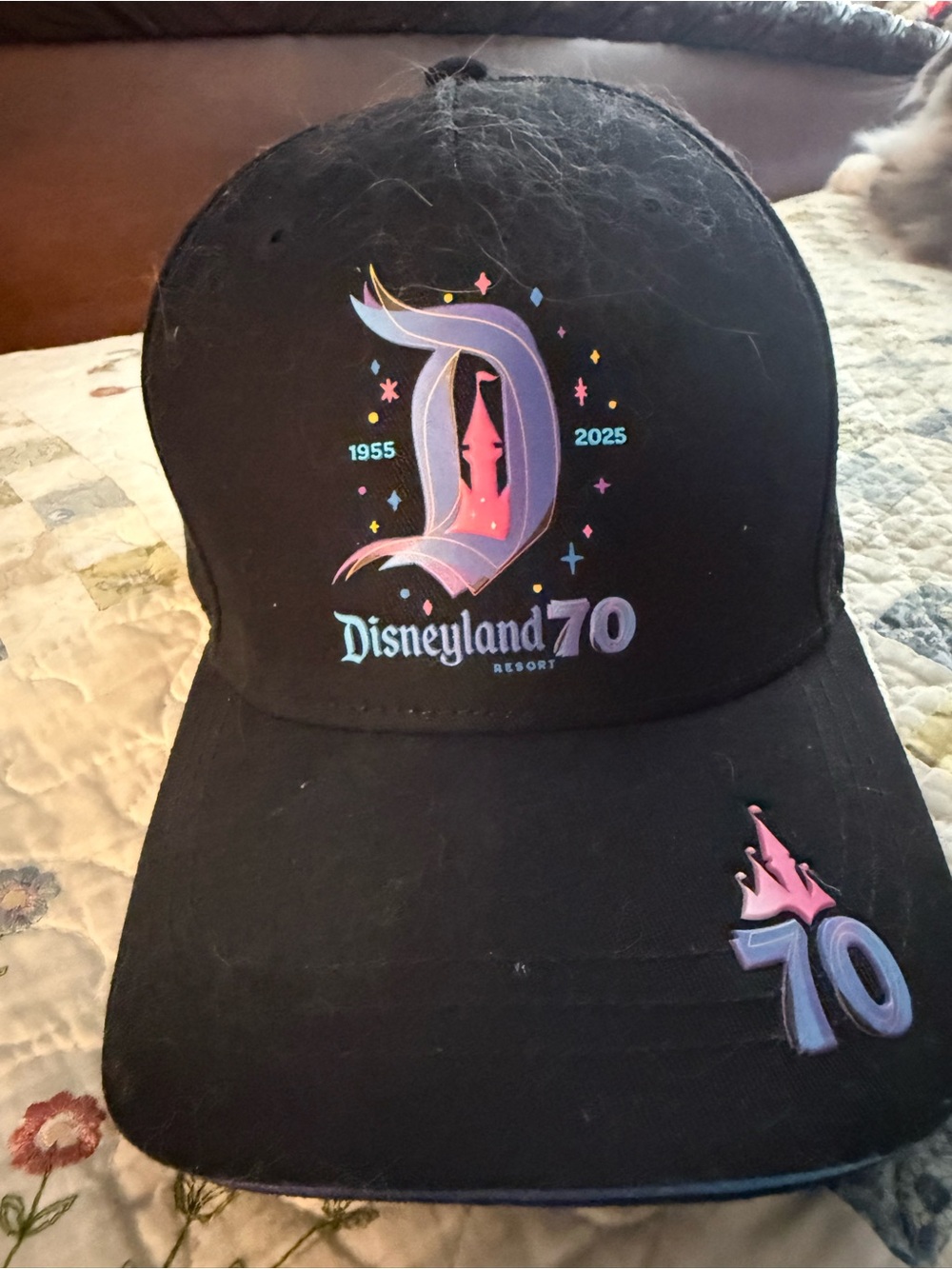 Disneyland 70 Black Baseball Cap with Pastel Logo